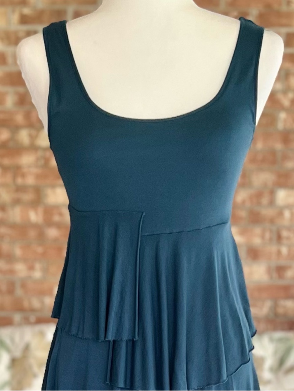 Soft Surroundings Dominique Maxi Dress Blue Layered Tiered Knit Sleeveless XS - Picture 3 of 14